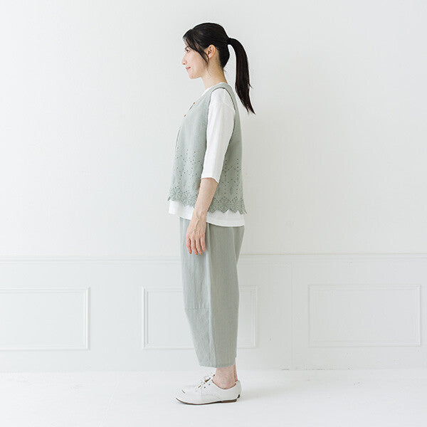 【crea delice】棉麻刺繡蕾絲拼接背心 Japan E-Shop
