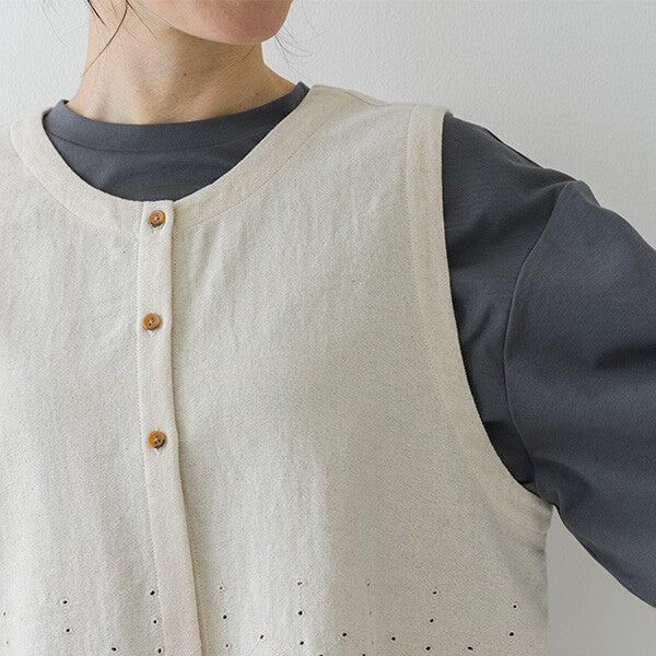【crea delice】棉麻刺繡蕾絲拼接背心 Japan E-Shop