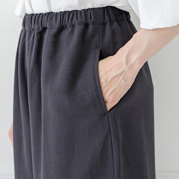 【crea delice】棉麻波浪邊刺繡寬長褲 Japan E-Shop