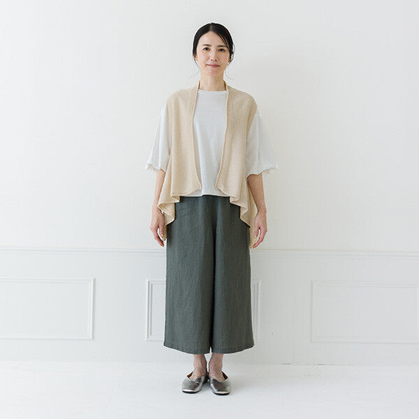 【crea delice】亞麻感披肩領不規則剪裁背心 Japan E-Shop