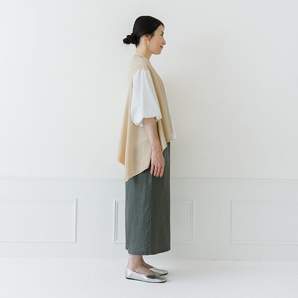 【crea delice】亞麻感披肩領不規則剪裁背心 Japan E-Shop