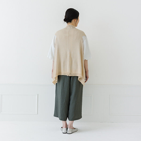 【crea delice】亞麻感披肩領不規則剪裁背心 Japan E-Shop