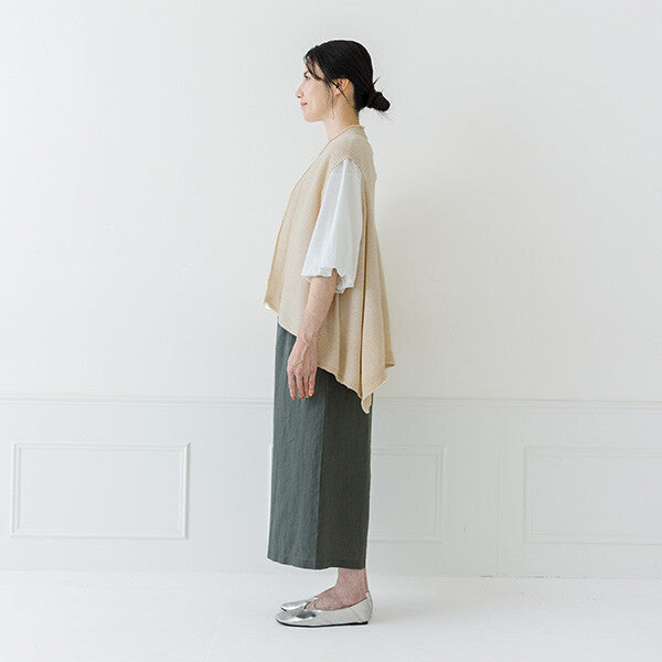 【crea delice】亞麻感披肩領不規則剪裁背心 Japan E-Shop