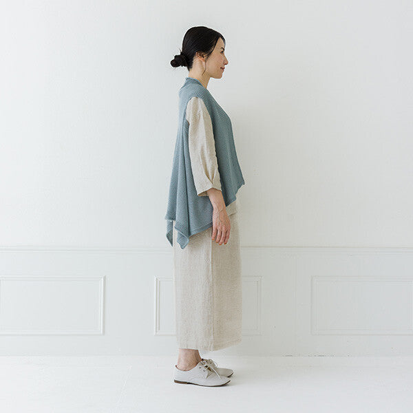 【crea delice】亞麻感披肩領不規則剪裁背心 Japan E-Shop