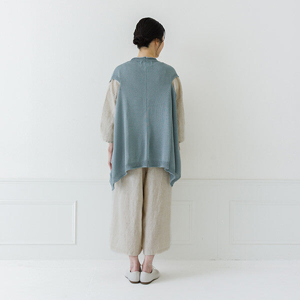 【crea delice】亞麻感披肩領不規則剪裁背心 Japan E-Shop