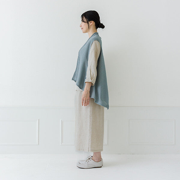 【crea delice】亞麻感披肩領不規則剪裁背心 Japan E-Shop