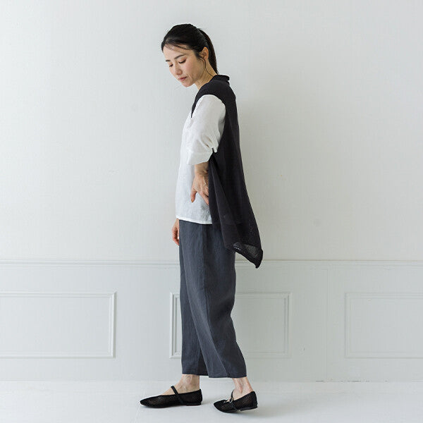 【crea delice】亞麻感披肩領不規則剪裁背心 Japan E-Shop