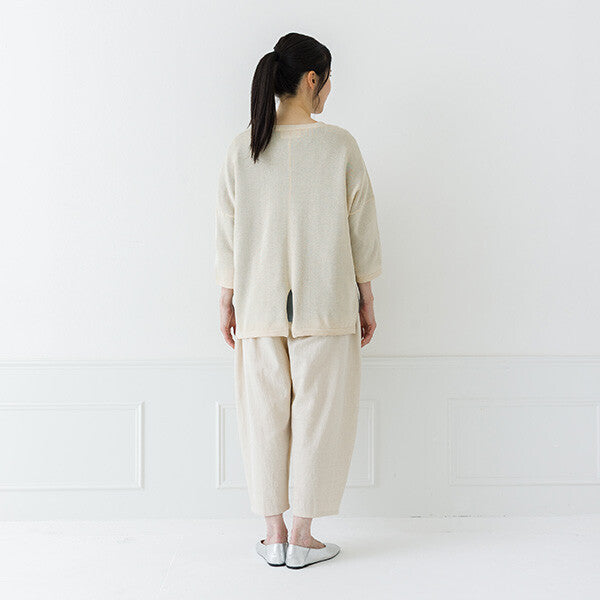 【crea delice】仿亞麻V領七分袖寬版針織外套 Japan E-Shop