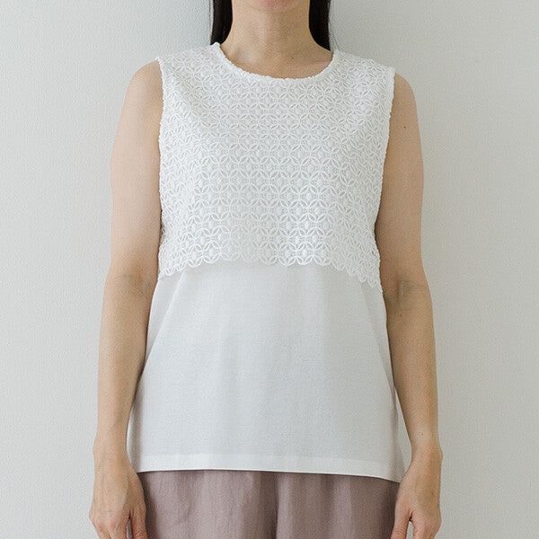【crea delice】純棉蕾絲拼接背心 Japan E-Shop