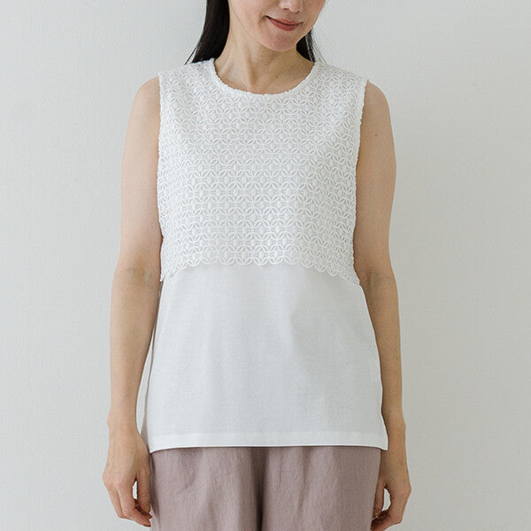 【crea delice】純棉蕾絲拼接背心 Japan E-Shop