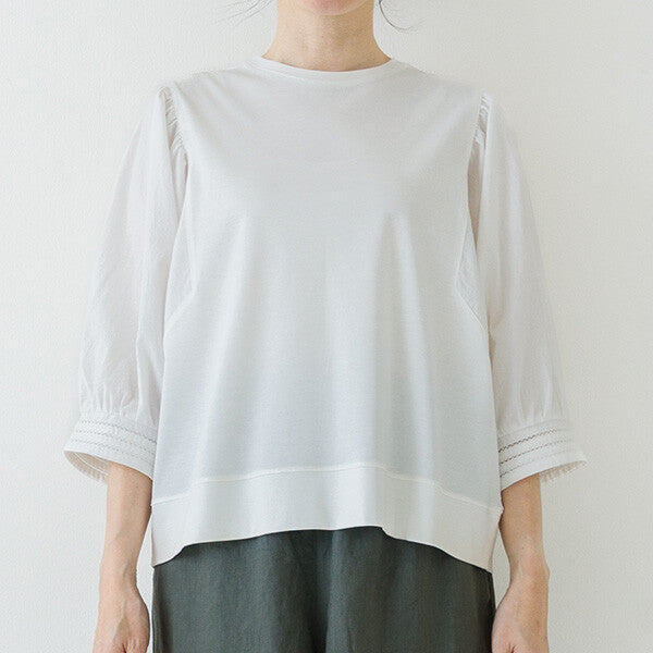 【crea delice】絲光棉拼接泡泡袖七分T恤 Japan E-Shop