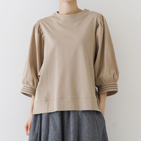 【crea delice】絲光棉拼接泡泡袖七分T恤 Japan E-Shop