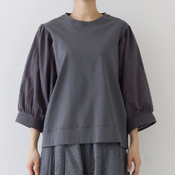 【crea delice】絲光棉拼接泡泡袖七分T恤 Japan E-Shop