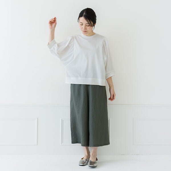 【crea delice】絲光棉拼接泡泡袖七分T恤 Japan E-Shop