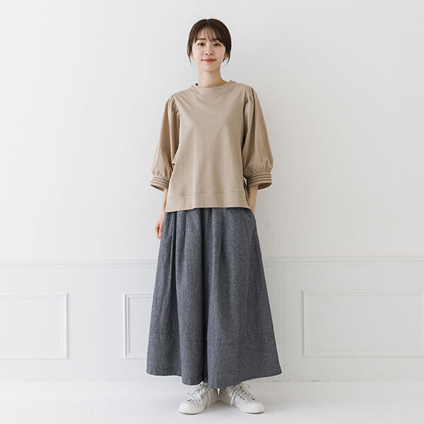 【crea delice】絲光棉拼接泡泡袖七分T恤 Japan E-Shop
