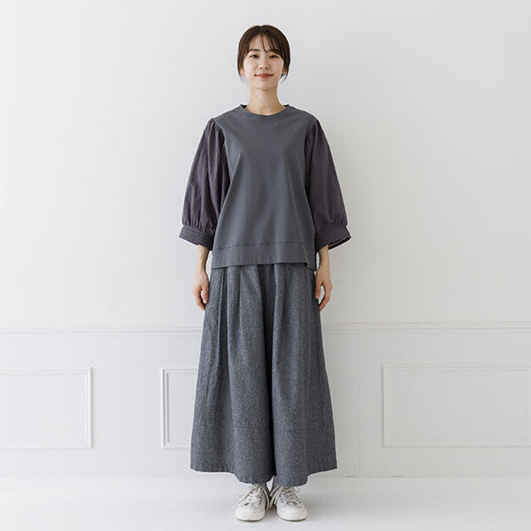 【crea delice】絲光棉拼接泡泡袖七分T恤 Japan E-Shop