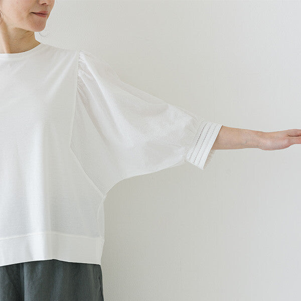 【crea delice】絲光棉拼接泡泡袖七分T恤 Japan E-Shop