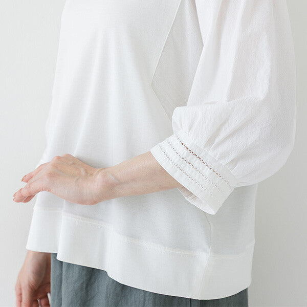 【crea delice】絲光棉拼接泡泡袖七分T恤 Japan E-Shop