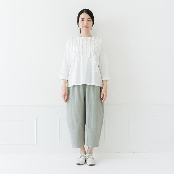 【crea delice】強撚絲光棉前荷葉七分袖T恤 Japan E-Shop