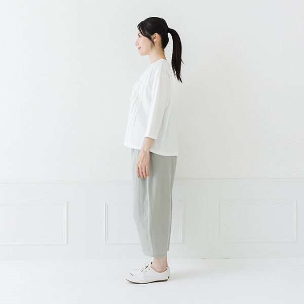 【crea delice】強撚絲光棉前荷葉七分袖T恤 Japan E-Shop