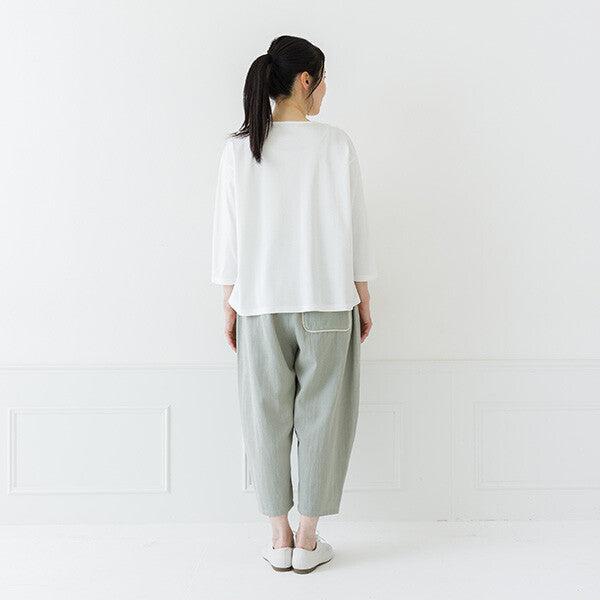 【crea delice】強撚絲光棉前荷葉七分袖T恤 Japan E-Shop