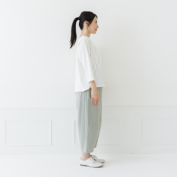 【crea delice】強撚絲光棉前荷葉七分袖T恤 Japan E-Shop