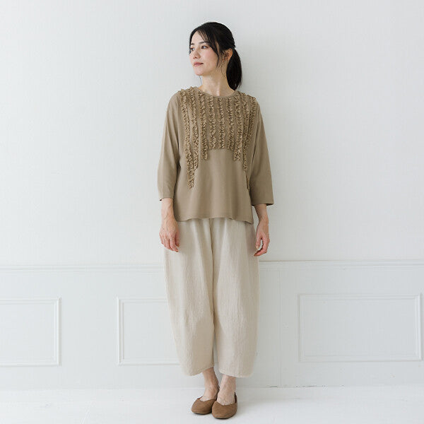 【crea delice】強撚絲光棉前荷葉七分袖T恤 Japan E-Shop