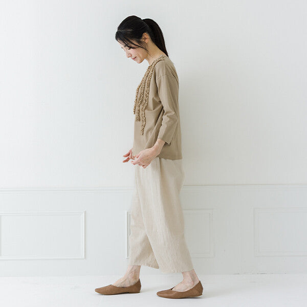 【crea delice】強撚絲光棉前荷葉七分袖T恤 Japan E-Shop