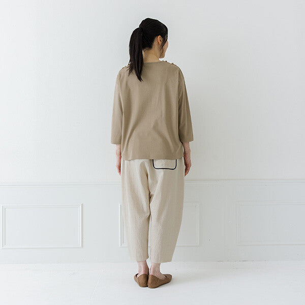 【crea delice】強撚絲光棉前荷葉七分袖T恤 Japan E-Shop