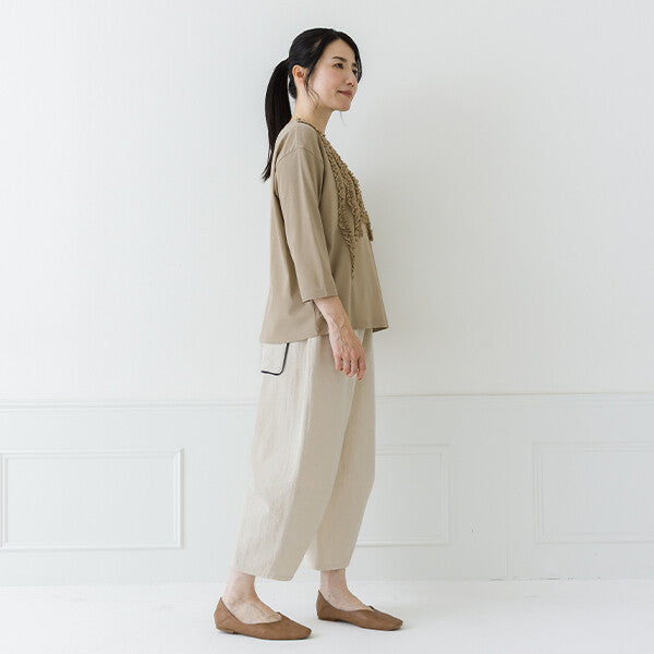 【crea delice】強撚絲光棉前荷葉七分袖T恤 Japan E-Shop