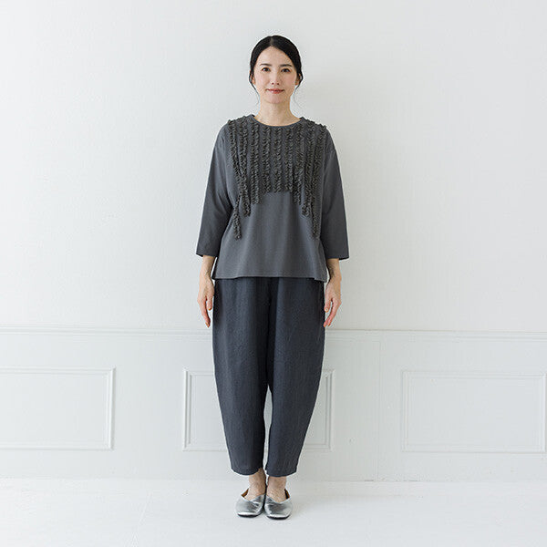 【crea delice】強撚絲光棉前荷葉七分袖T恤 Japan E-Shop