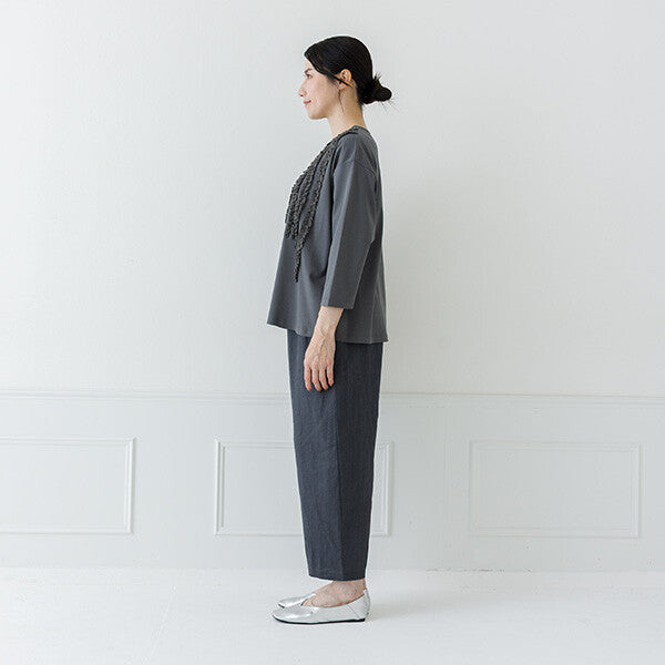 【crea delice】強撚絲光棉前荷葉七分袖T恤 Japan E-Shop