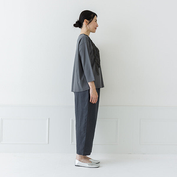 【crea delice】強撚絲光棉前荷葉七分袖T恤 Japan E-Shop