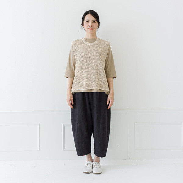 【crea delice】紙纖維混紡側開衩針織背心 Japan E-Shop