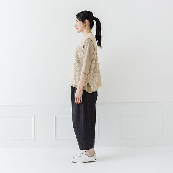 【crea delice】紙纖維混紡側開衩針織背心 Japan E-Shop