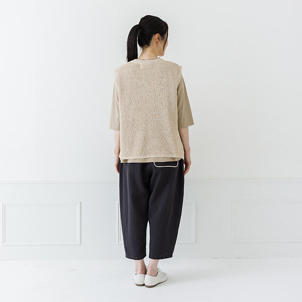 【crea delice】紙纖維混紡側開衩針織背心 Japan E-Shop