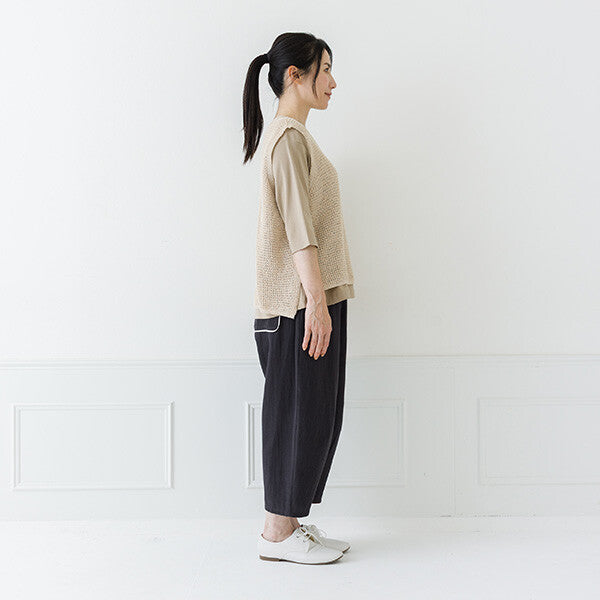 【crea delice】紙纖維混紡側開衩針織背心 Japan E-Shop
