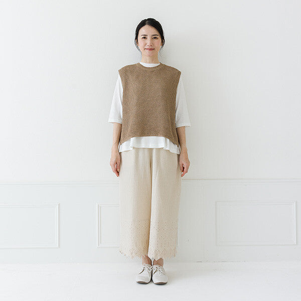 【crea delice】紙纖維混紡側開衩針織背心 Japan E-Shop