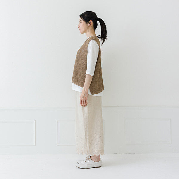 【crea delice】紙纖維混紡側開衩針織背心 Japan E-Shop