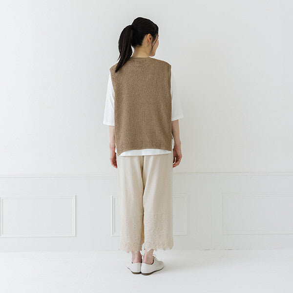 【crea delice】紙纖維混紡側開衩針織背心 Japan E-Shop