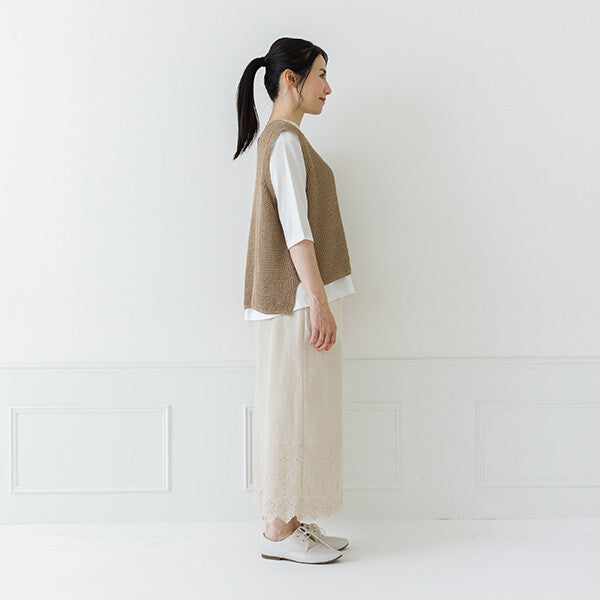 【crea delice】紙纖維混紡側開衩針織背心 Japan E-Shop