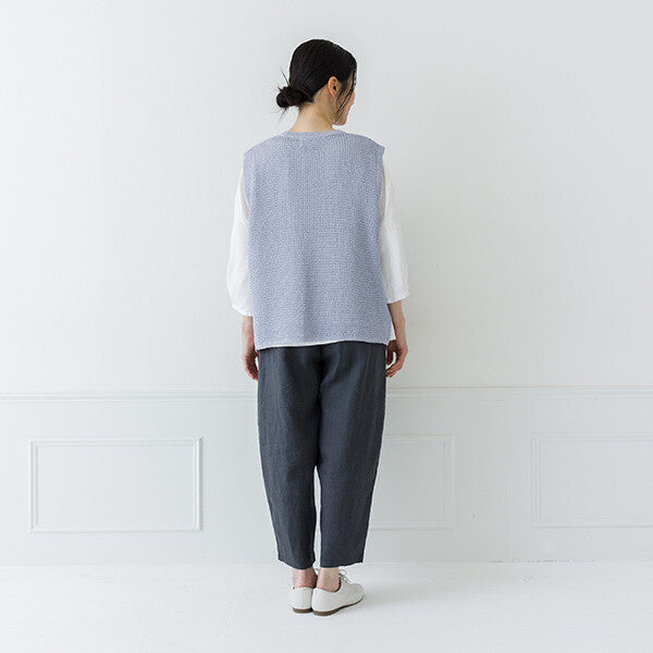 【crea delice】紙纖維混紡側開衩針織背心 Japan E-Shop