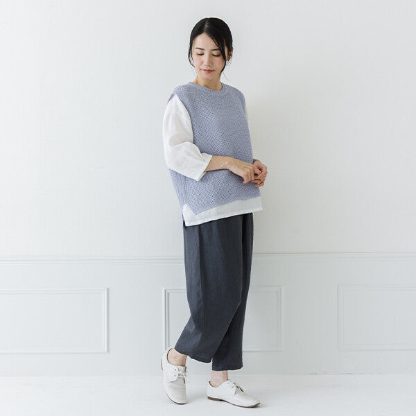 【crea delice】紙纖維混紡側開衩針織背心 Japan E-Shop