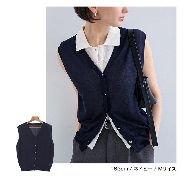 【Alma Design】UV防曬接觸冷感無袖V領薄透針織外套 顏色