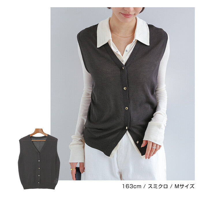 【Alma Design】UV防曬接觸冷感無袖V領薄透針織外套 顏色