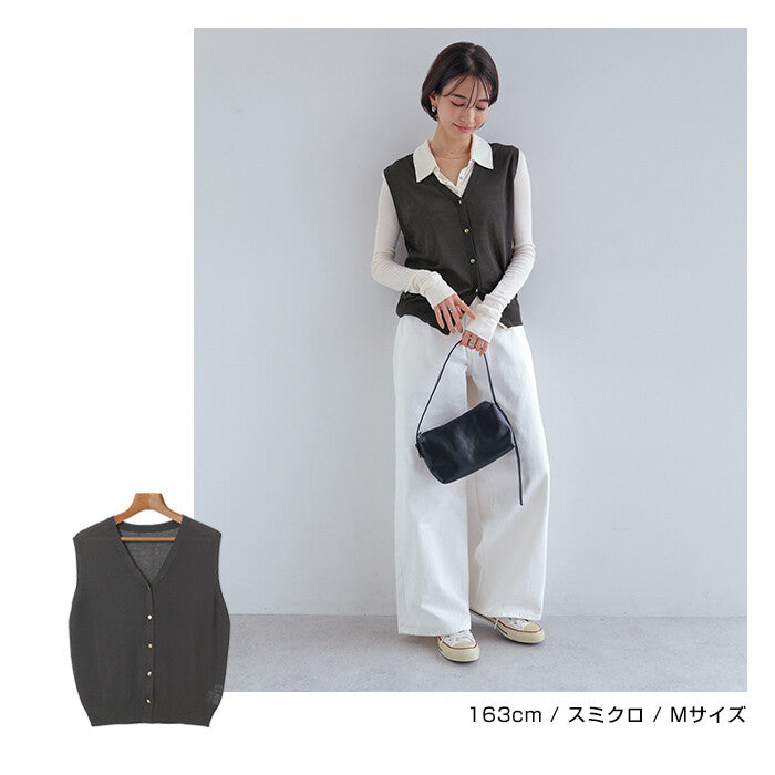 【Alma Design】UV防曬接觸冷感無袖V領薄透針織外套 顏色