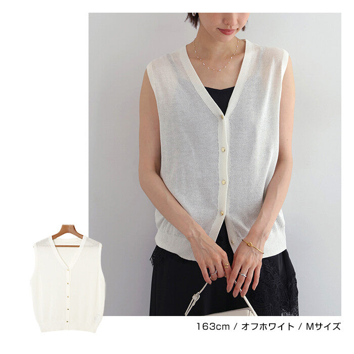 【Alma Design】UV防曬接觸冷感無袖V領薄透針織外套 顏色