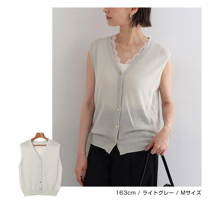 【Alma Design】UV防曬接觸冷感無袖V領薄透針織外套 顏色
