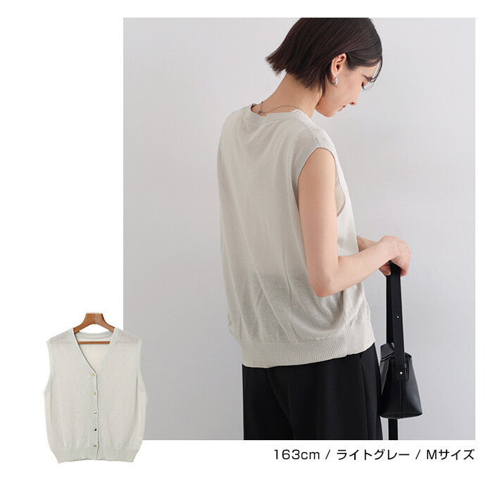 【Alma Design】UV防曬接觸冷感無袖V領薄透針織外套 顏色