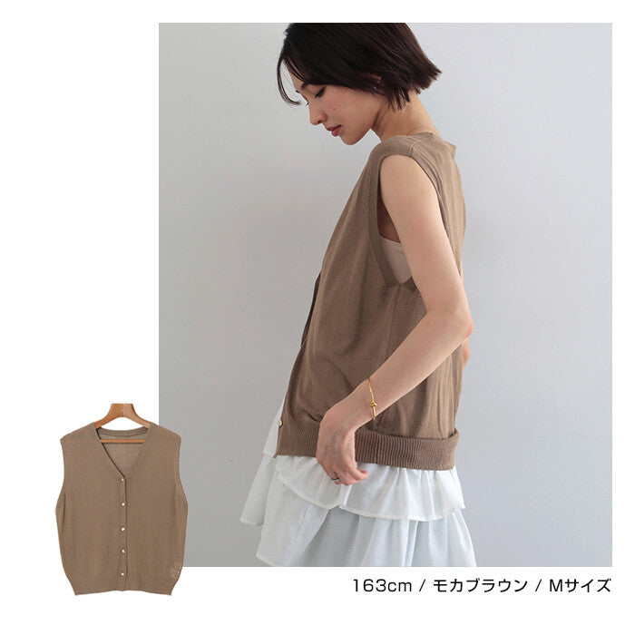 【Alma Design】UV防曬接觸冷感無袖V領薄透針織外套 顏色
